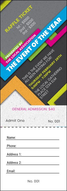 Retro Colors Raffle Ticket Product Front