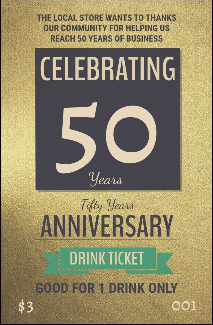 50th Anniversary Drink Ticket Product Front