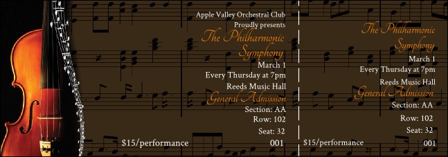 Symphony Reserved Event Ticket Product Front