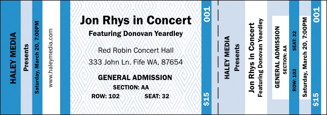 Blue Landscape Reserved Event Ticket Product Front