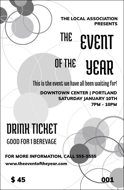 All Purpose Circles Black and White Drink Ticket Product Front