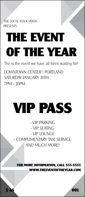 All Purpose Triangles Black and White VIP Pass Product Front