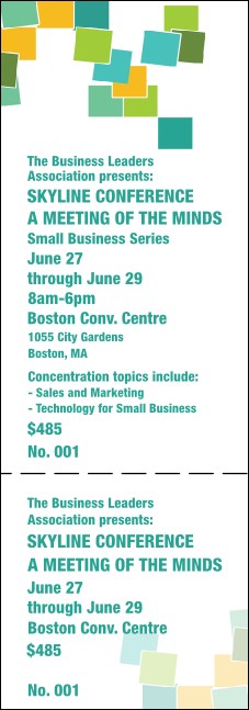 Green Squares Ticket Product Front