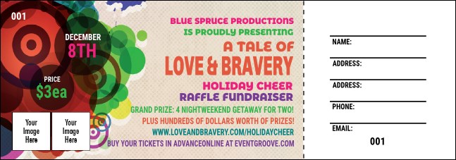 Color Circles Raffle Ticket Product Front