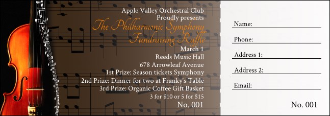 Symphony Raffle ticket Product Front