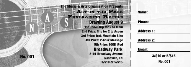 Nashville Raffle Ticket (Black and White) Product Front
