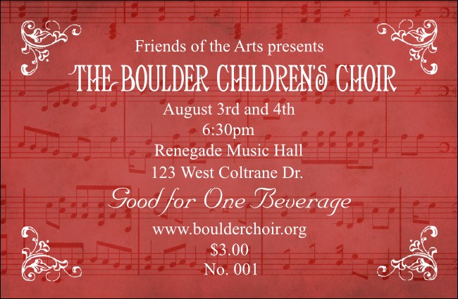 Choral Drink Ticket Product Front