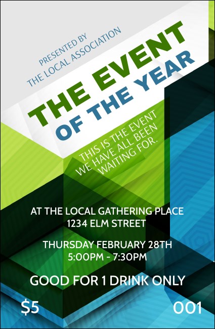 All Purpose Hex Drink Ticket Product Front